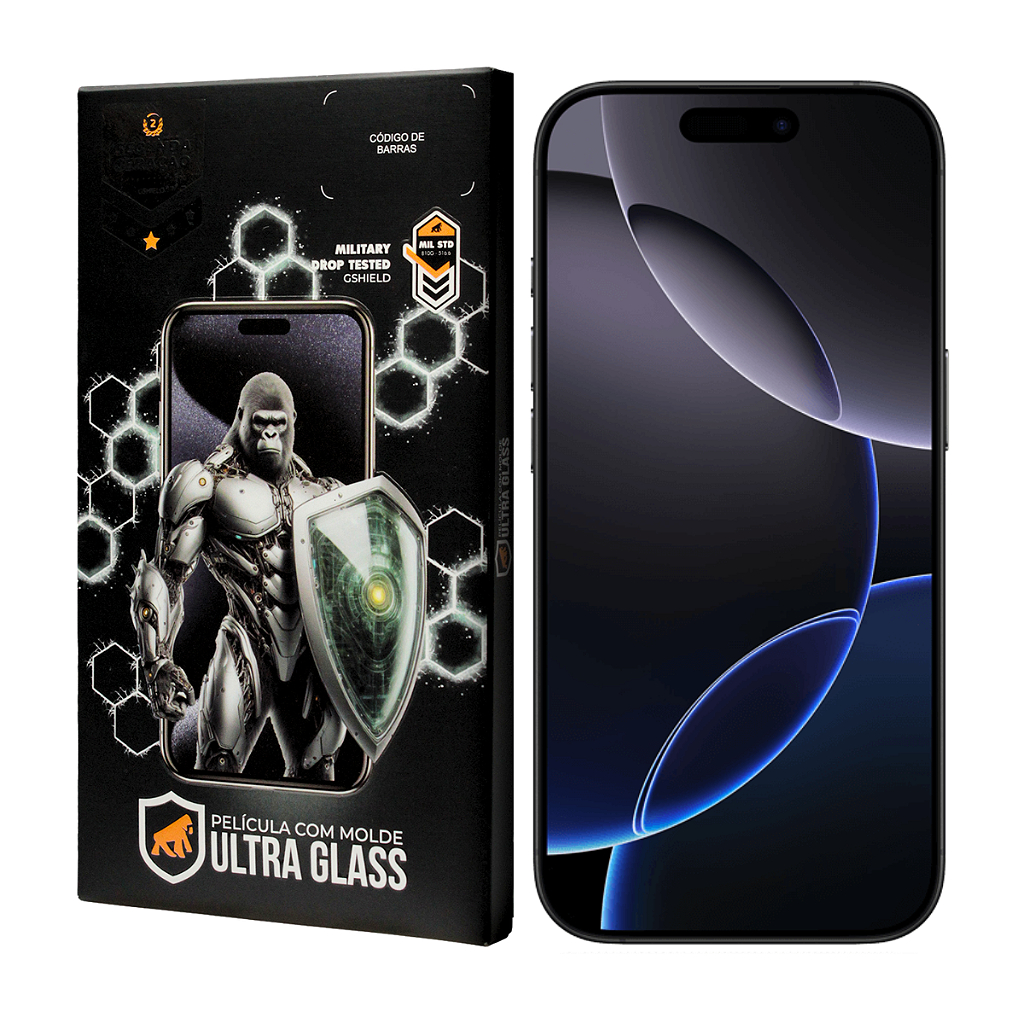 Película Ultra Glass Gshield p/ iPhone 16 Pro Max  Vidro Duplo Temperado e Bordas Reforçadas