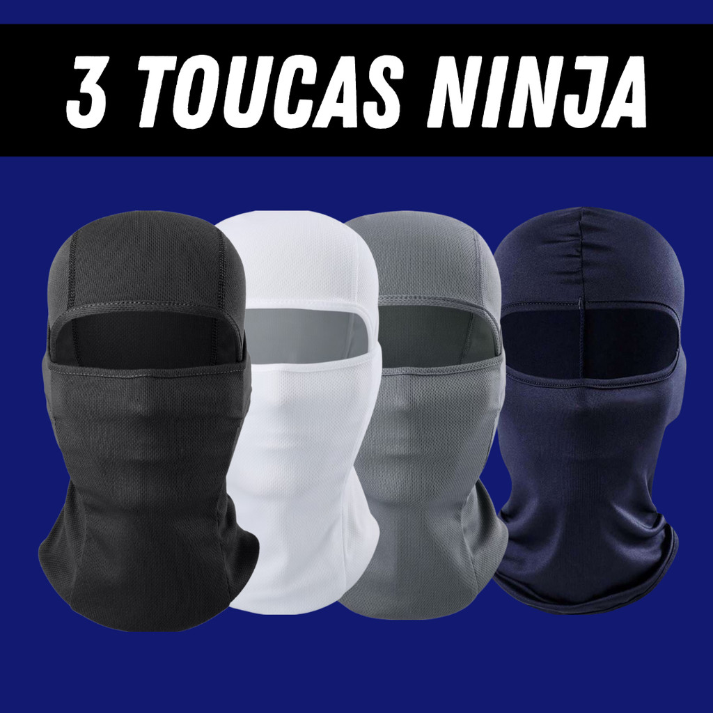 Kit 3 Touca Ninja Balaclava Toca UV+50 Proteção Solar Térmica Motoqueiro Motoboy touca preta, kit  i