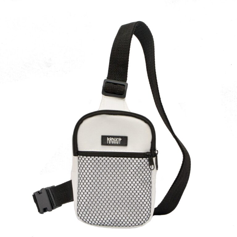 bolsa chest bag branco com telinha preta unissex 0