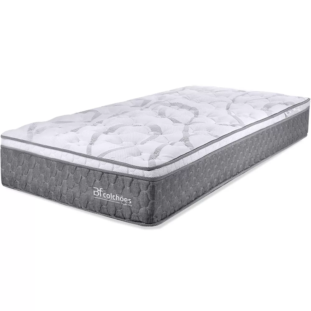 Colchão Solteiro Molas Ensacadas e Pillow Top de Espuma Viscoelástico 88x188x27cm BF Colchões