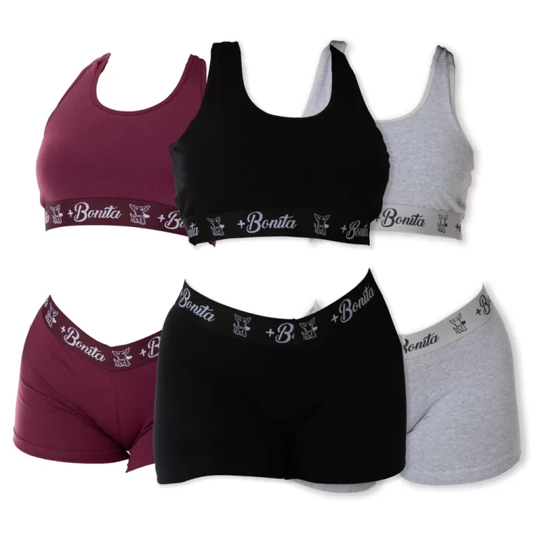 KIT 3 Conjunto Lingerie Top + Short Algodão Moda 