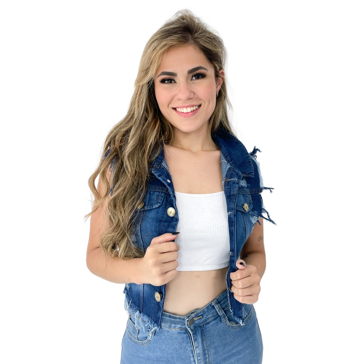 Colete Jeans Feminino 100% Algodão