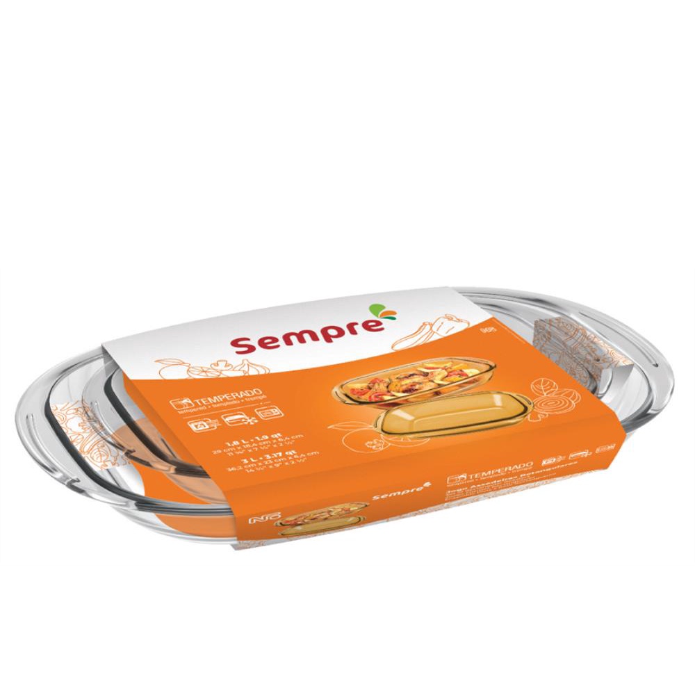 SEMPRE CJ ASSADEIRA RETANG C/ 02 PCS – 1,8L / 3L