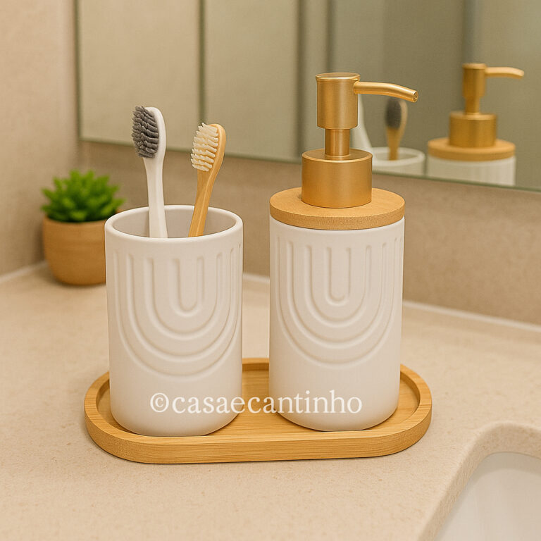 Kit Banheiro Lavabo Porta Sabonete liquido Dispens