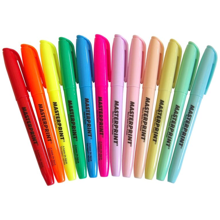 Kit 12 Cores Caneta Marca Texto com Ponta Chanfrad
