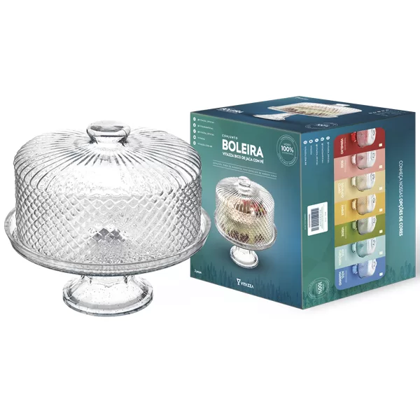 Conjunto Boleira Vidro Bico De Jaca C/Pé Vitazza