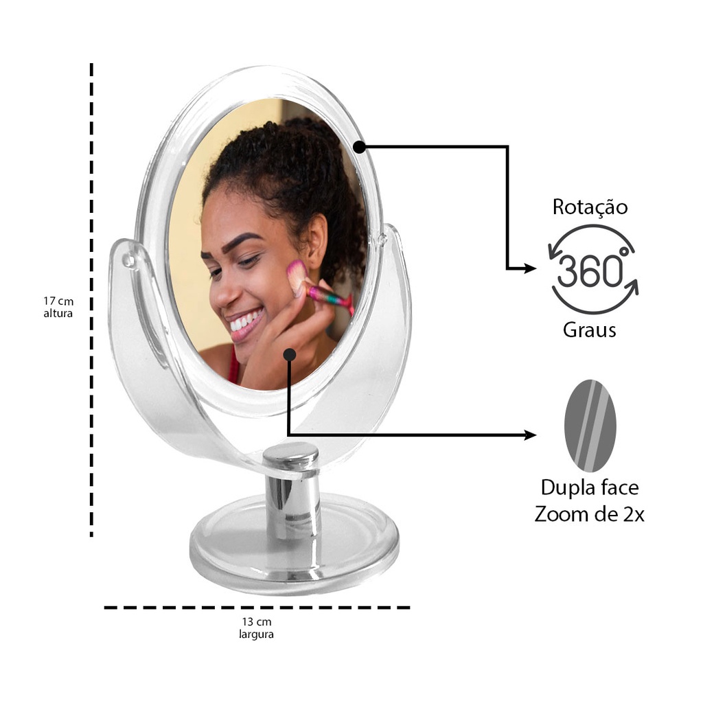 Espelho Dupla face com suporte acrílico