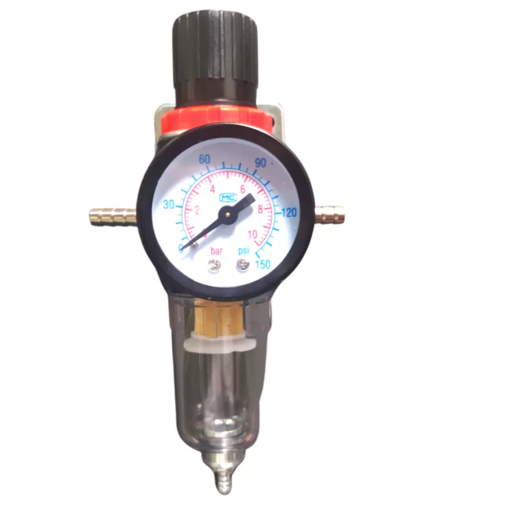 Filtro Regulador de Pressão de Ar Para Compressor  Rosca 1/4 Completo Com Espigão 1/4