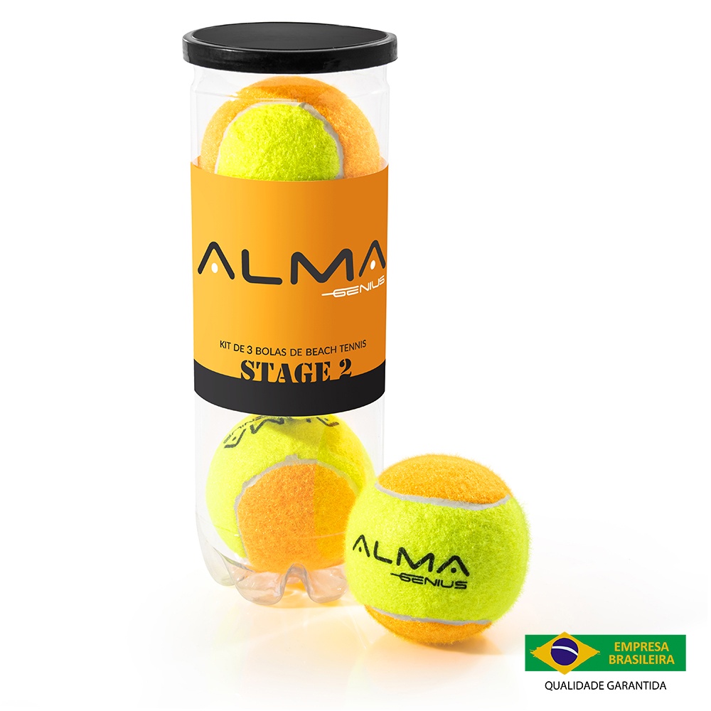 Kit Com 3 Unidades Bola Beach Tennis Stage 2 Profissional Alma Genius