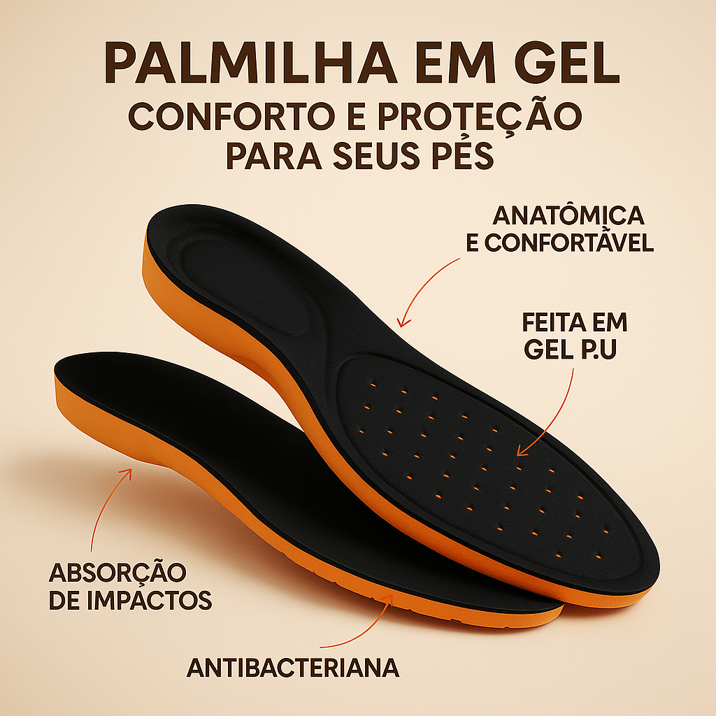Palmilha em Gel PU para Uso no Dia a Dia em Varias Horas de Trabalho