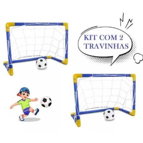 Kit 2 Trave Golzinho Futebol Rede e Bola brinquedo