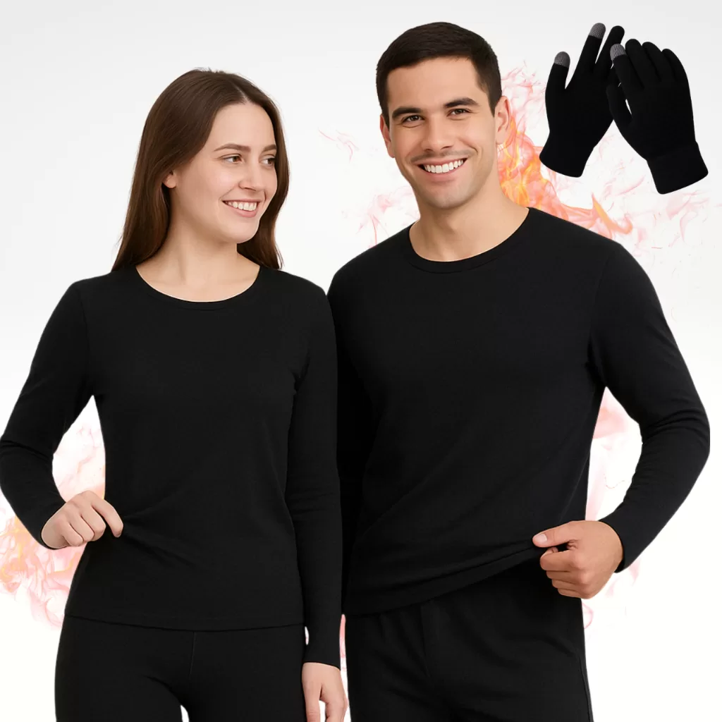 Kit Frio Conjunto 2. Pele Camisa + Calça Térmica Luva Touch