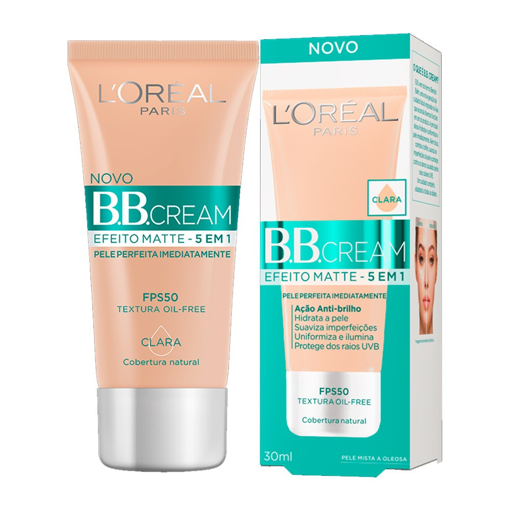 BB Cream 5 em 1 Loreal Efeio Matte Fps50 Pele Clara
