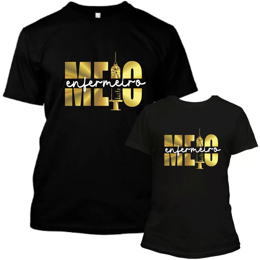 Camiseta Meia ou Meio Enfermeiro em 100% algodão. Conforto e humor para quem vive a enfermagem com l