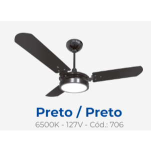 VENTILADOR TETO VALEN LED BRANCO FRIO 6K 127V PRET