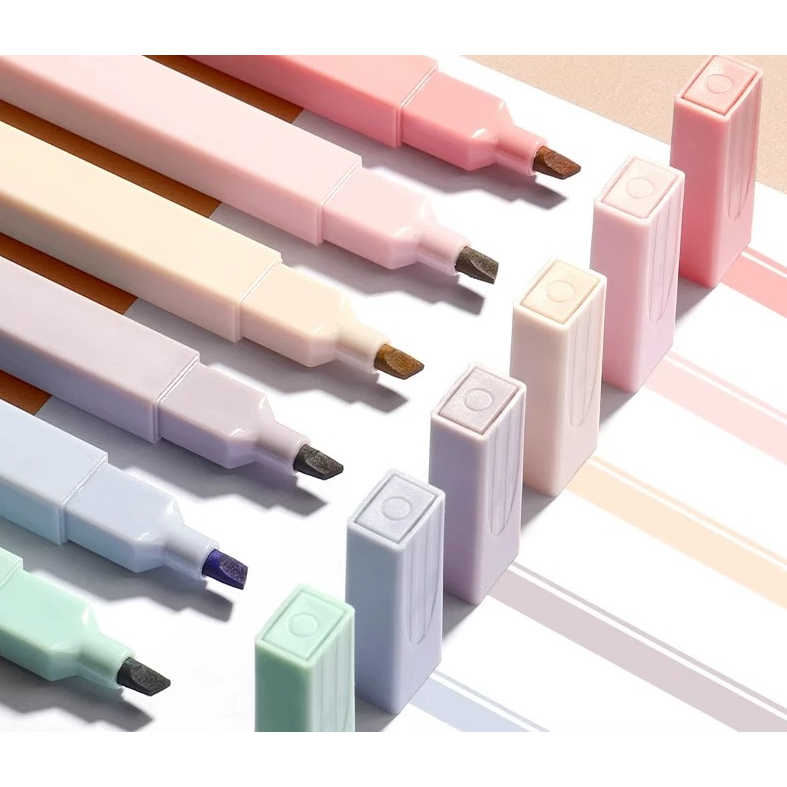 Kit 6 Cores PASTEL Protetor Olhos Marca texto Caneta Iluminador Quadrada Barato