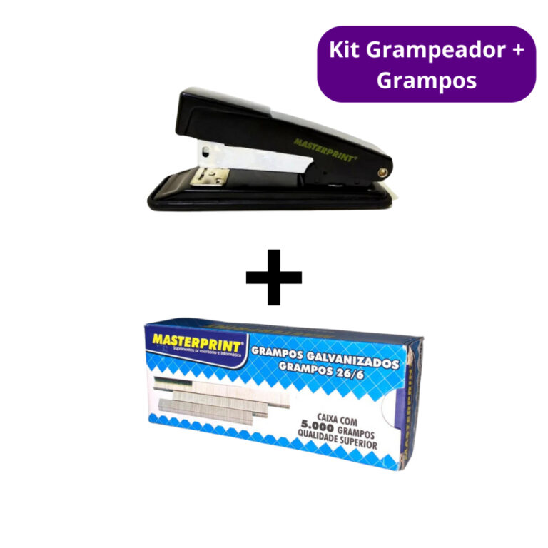 Kit Grampeador Metal + 5.000 Grampos 26/6 Galvaniz