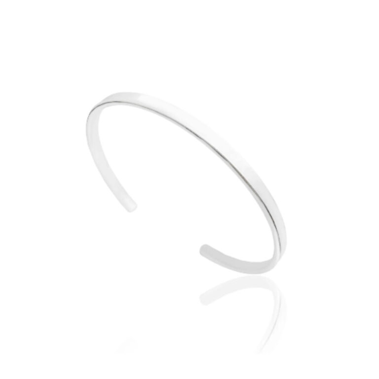 Bracelete Liso Banhado a Prata 925 Feminino Ajust