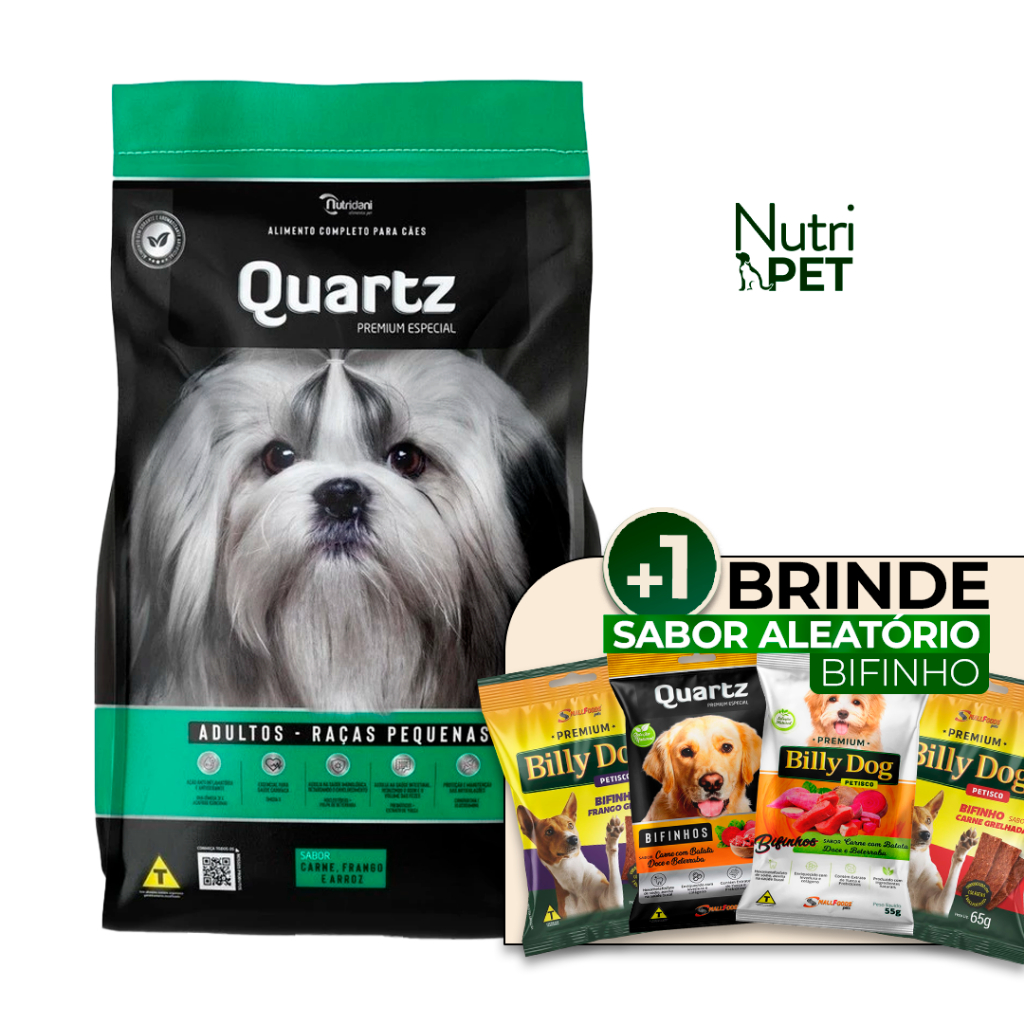 Ração Quartz Cães ADULTOS  Raças Pequenas Carne Frango e Arroz 15Kg