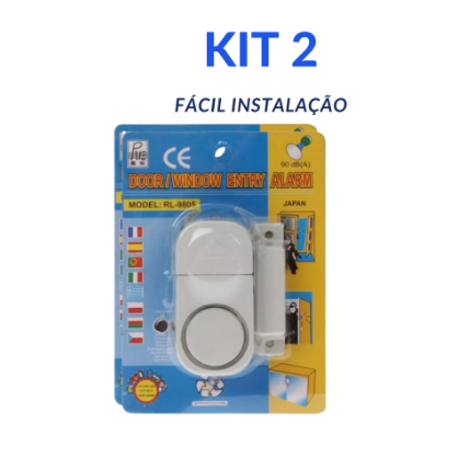 Kit com 2 Alarme Sonoro para Portas e Janela Sem F