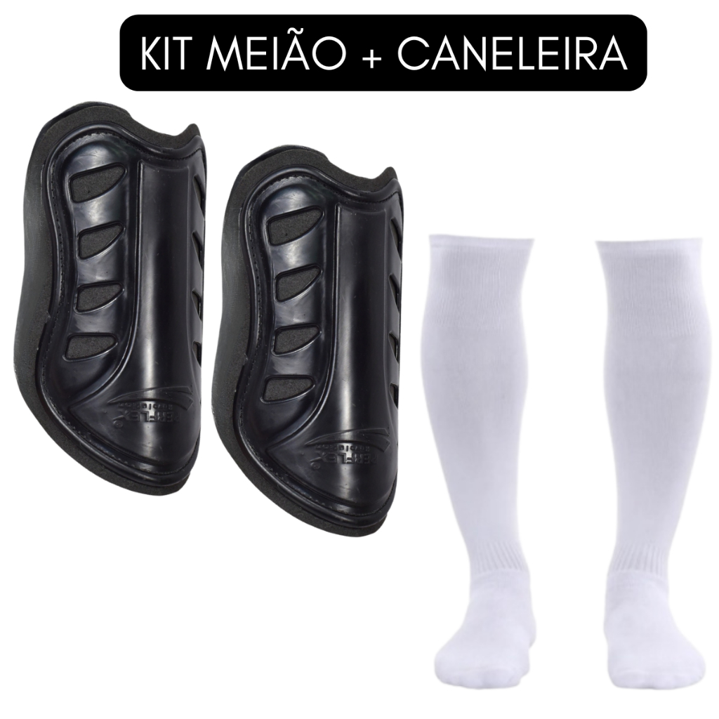 Kit Caneleira Infantil Futebol + 1 par Meião Longo Esporttivo Infantil Juvenil Esporte