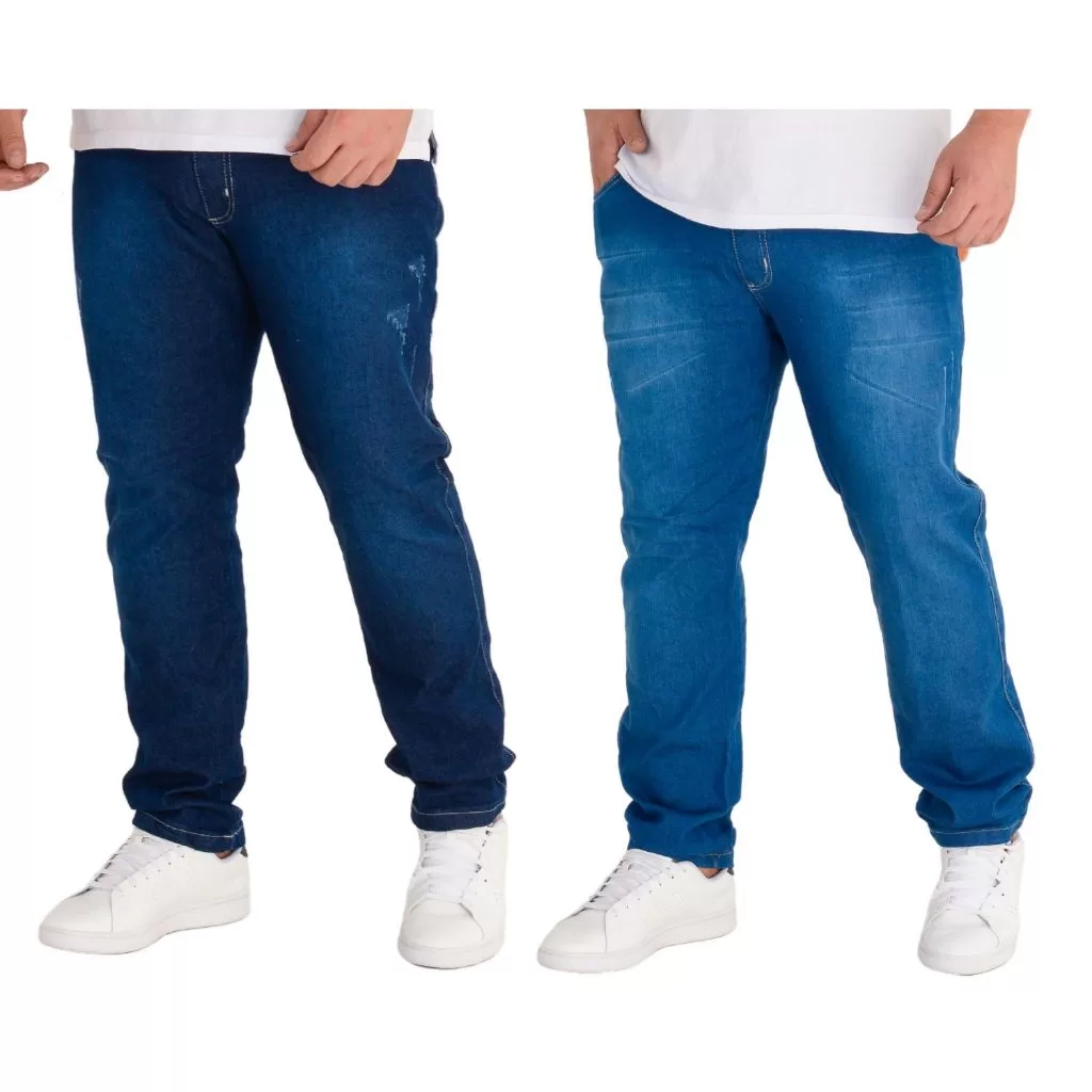 Kit 2 Calça Jeans Masculina Adulto Plus Size Tamanho Grande Lycra