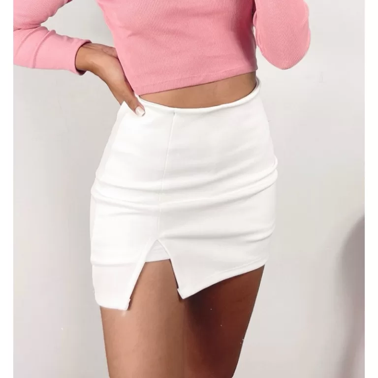 SHORT SAIA CINTURA ALTA FENDA LATERAL MODA VERÃO 