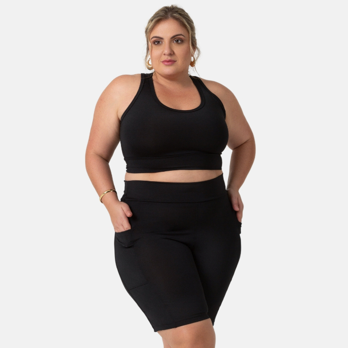 Conjunto Feminino Bermuda E Top Moda Plus Size Fit