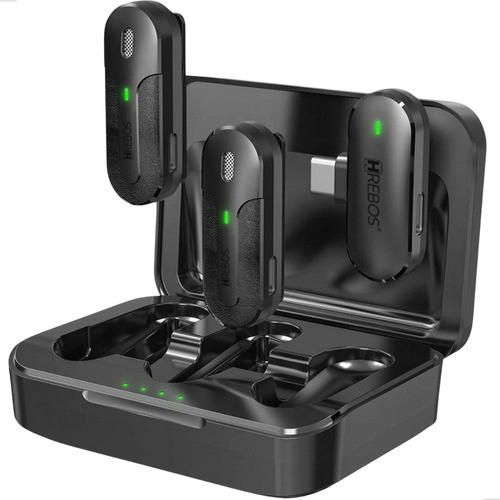 Microfone Lapela Duplo Sem Fio Tipo-C Wireless P/ 