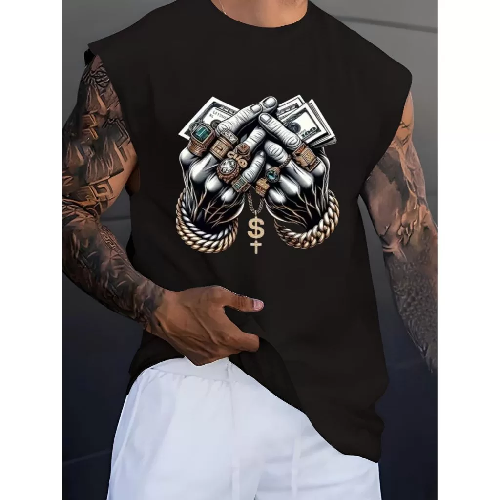 Regata Masculina Mãos Milionárias Caimento Largo Tendência Treino Basquete Estilosa Academia Oversiz