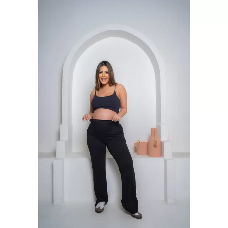 Calça Bailarina Gestante Malha Premium Cós Alto 