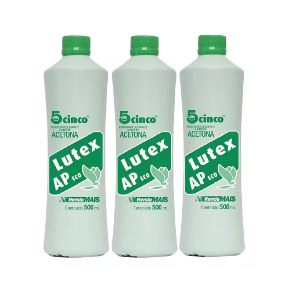 Kit c/ 3 Acetonas Removedor de Esmalte Lutex 500ml -O Melhor