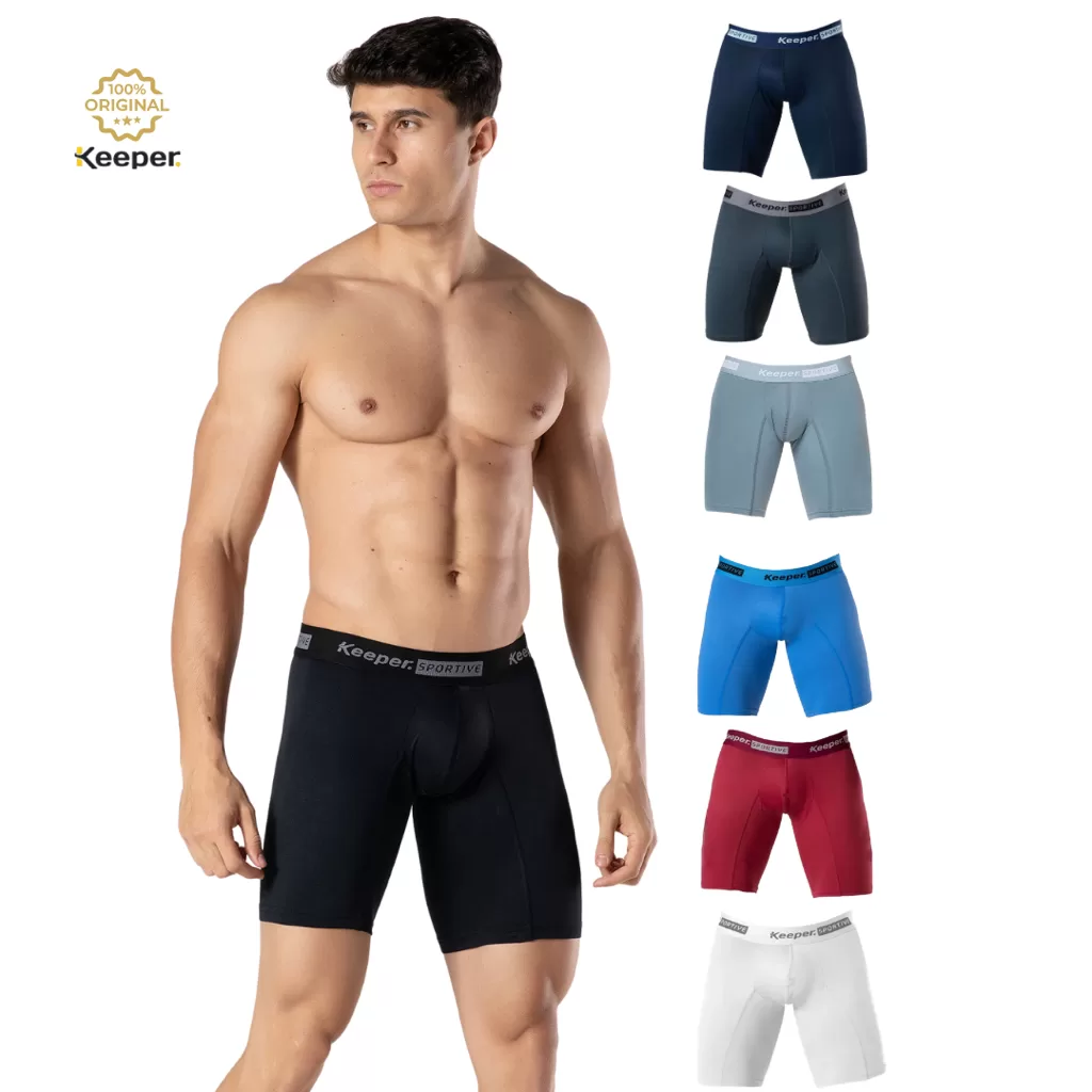 Kit 6 Cuecas Boxer Long Leg Bermuda Masculina Keeper Anti Assadura Esportiva Microfibra