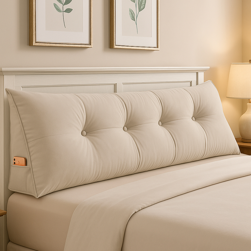 Almofada para Cabeceira Laly Apoio p/ Lombar 1,60 Suporte p/ Celular Suede