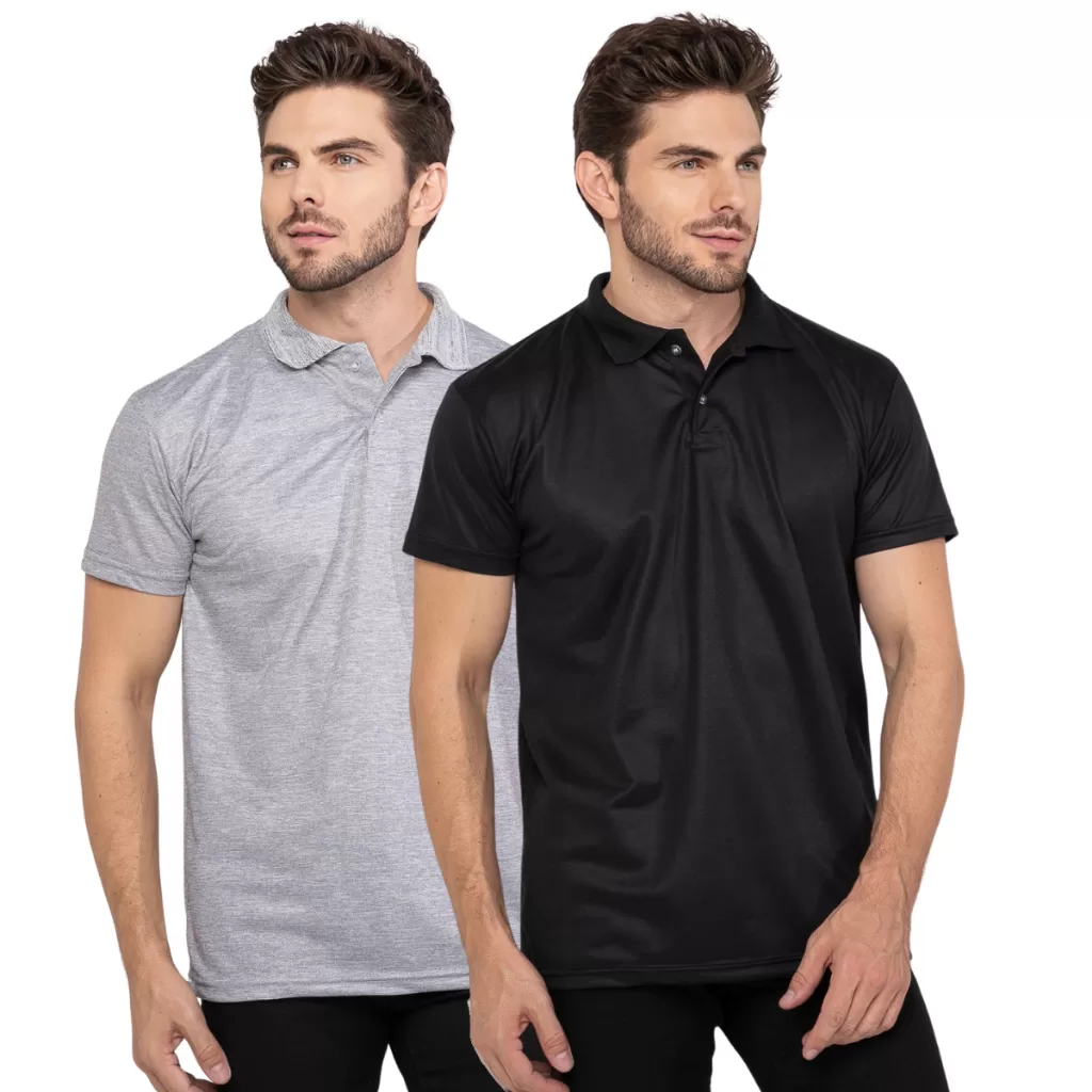 Kit 2 Camisetas Masculina com Gola Piquet Poléster Sublimação Tipo Polo Trabalho Uniforme Carnaval