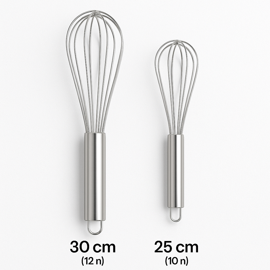 Batedor de Ovos Em Aço Inox Profissional 25cm e 30cm Fuê Fuet Fouet