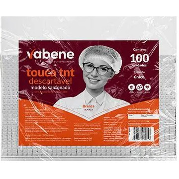 Touca Descartável TNT Sanfonada Branca 100un Vabe