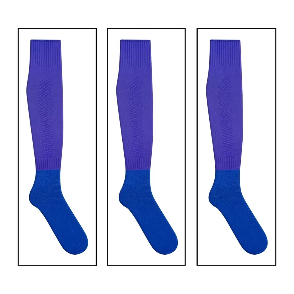 KIT 3 PARES MEIAO FUTEBOL AZUL CAMPO E SALAO TAMANHO ADULTO 38 AO 43