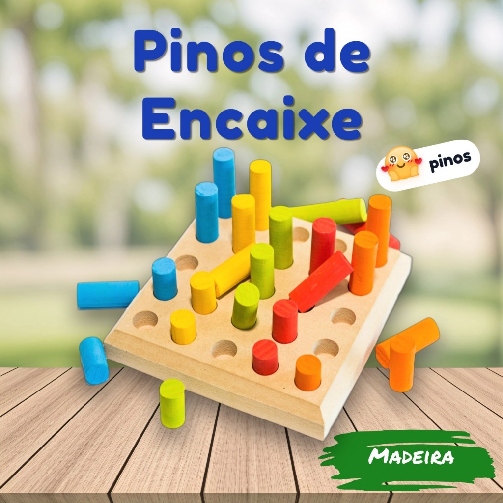 Pinos de Encaixe Montessori Educativo Terapêutico Pedagógico TEA TDAH Coordenação Motora MDF e EVA