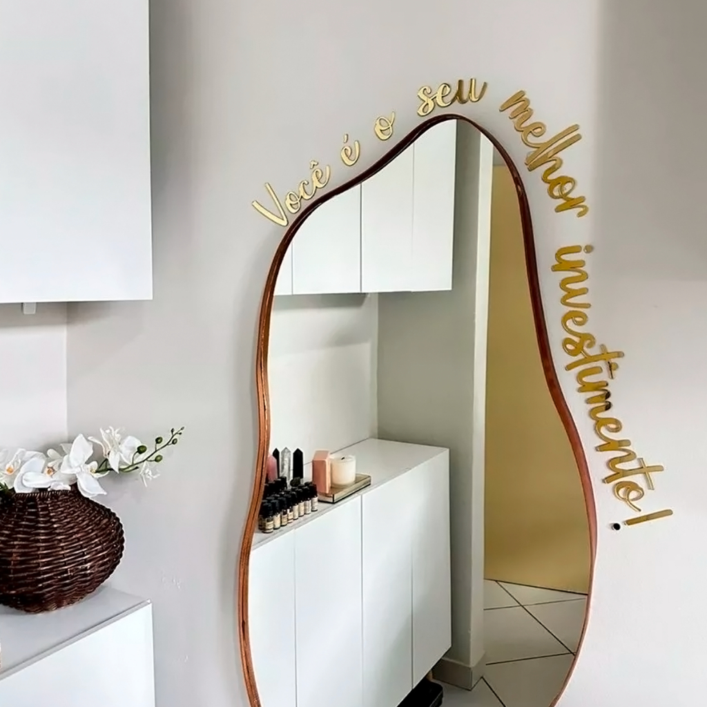 Frases Decorativas Acrílico Espelhado Melhor Investimento Você só vence Apaixone-se Provérbios