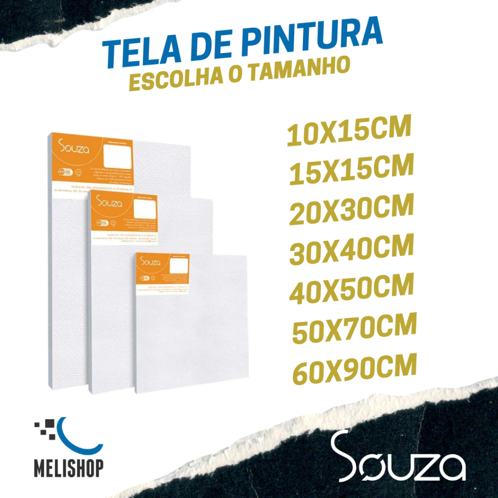 Tela de Pintura Souza e Cia 10×15 16×22 15×15 20×20 20×30 30×40 40×50 40×60 50×70 60×90 Original