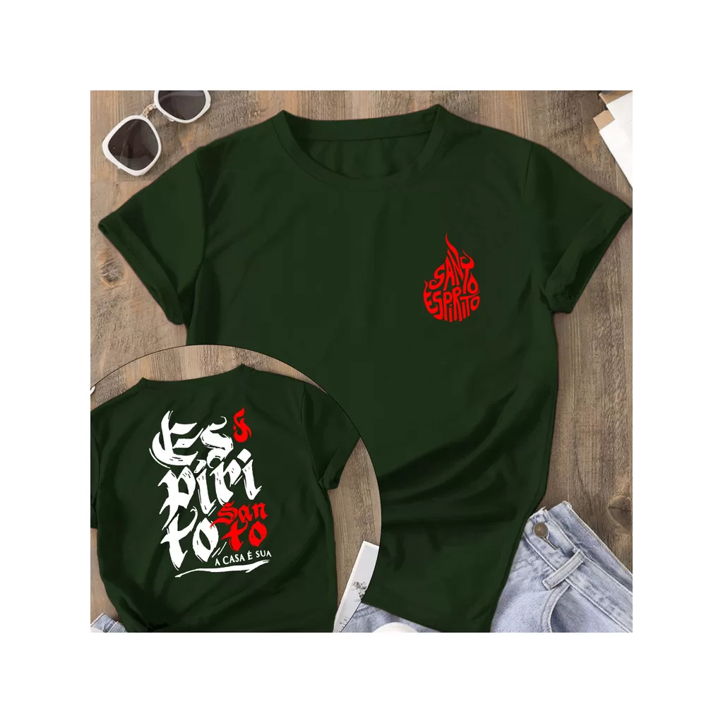 blusa camisetão feminina T-Shirt Espirito Santo 100% algodão egipcio premium