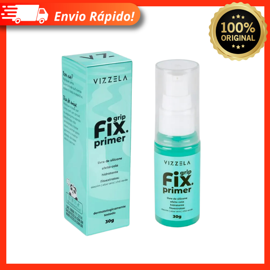 Primer Grip Fix Vizzela 30g – Primer Facial Hidratante Fixador de Maquiagem Lançamento 100% Original