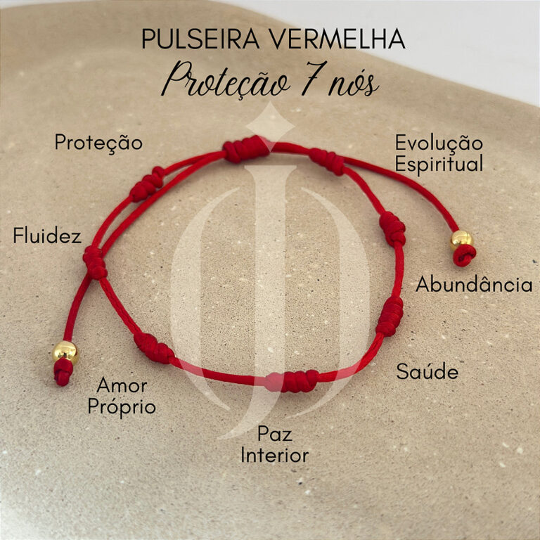 Pulseira 7 Nós Vermelha Ajustável Proteção Kab