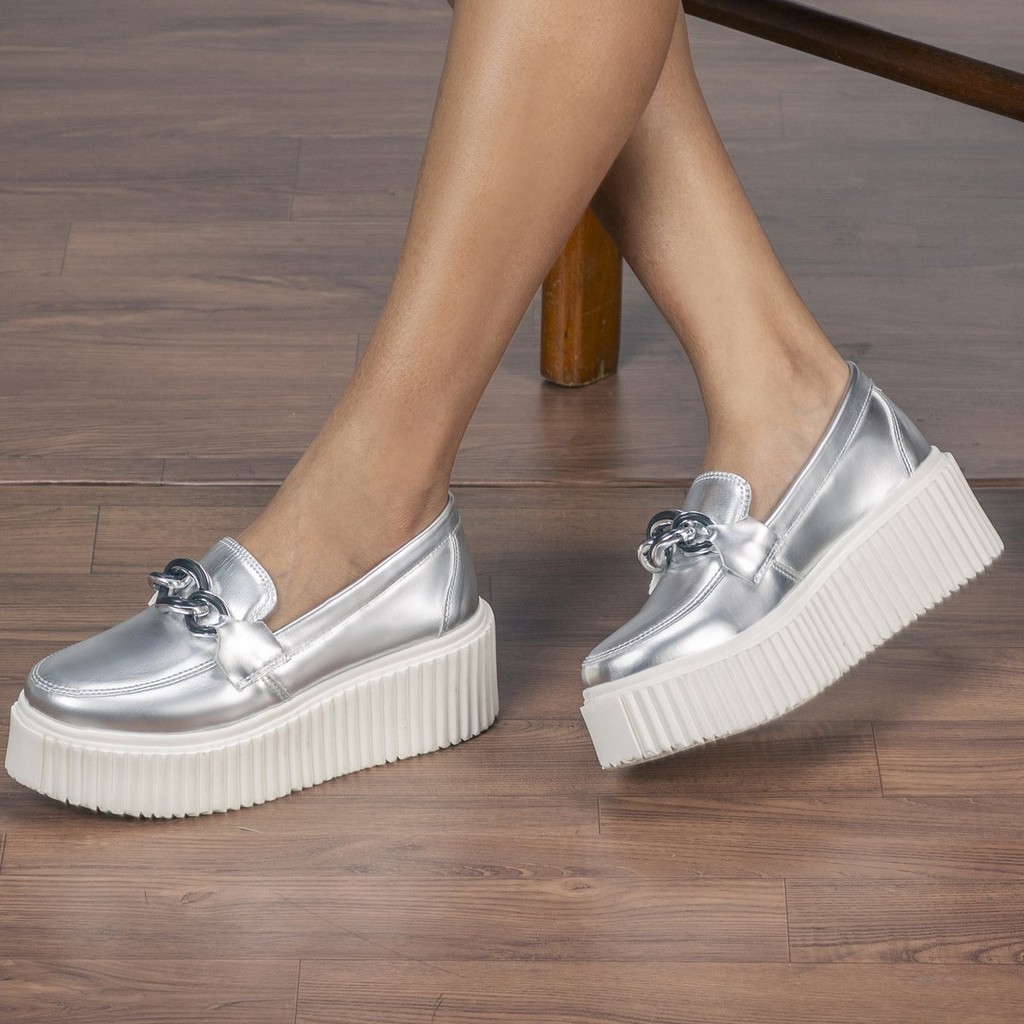 Mocassim Feminino Victoria Sola Antiderrapante Estilo Metalizado Conforto Leve Modelo GuGi 405-GG