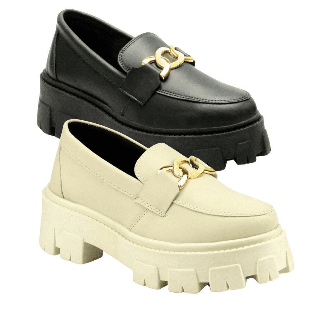 Kit 2 Mocassim Tratorado Feminino GuGi Com Metal Combo Oferta Moda Blogueira Fashion 403-GG