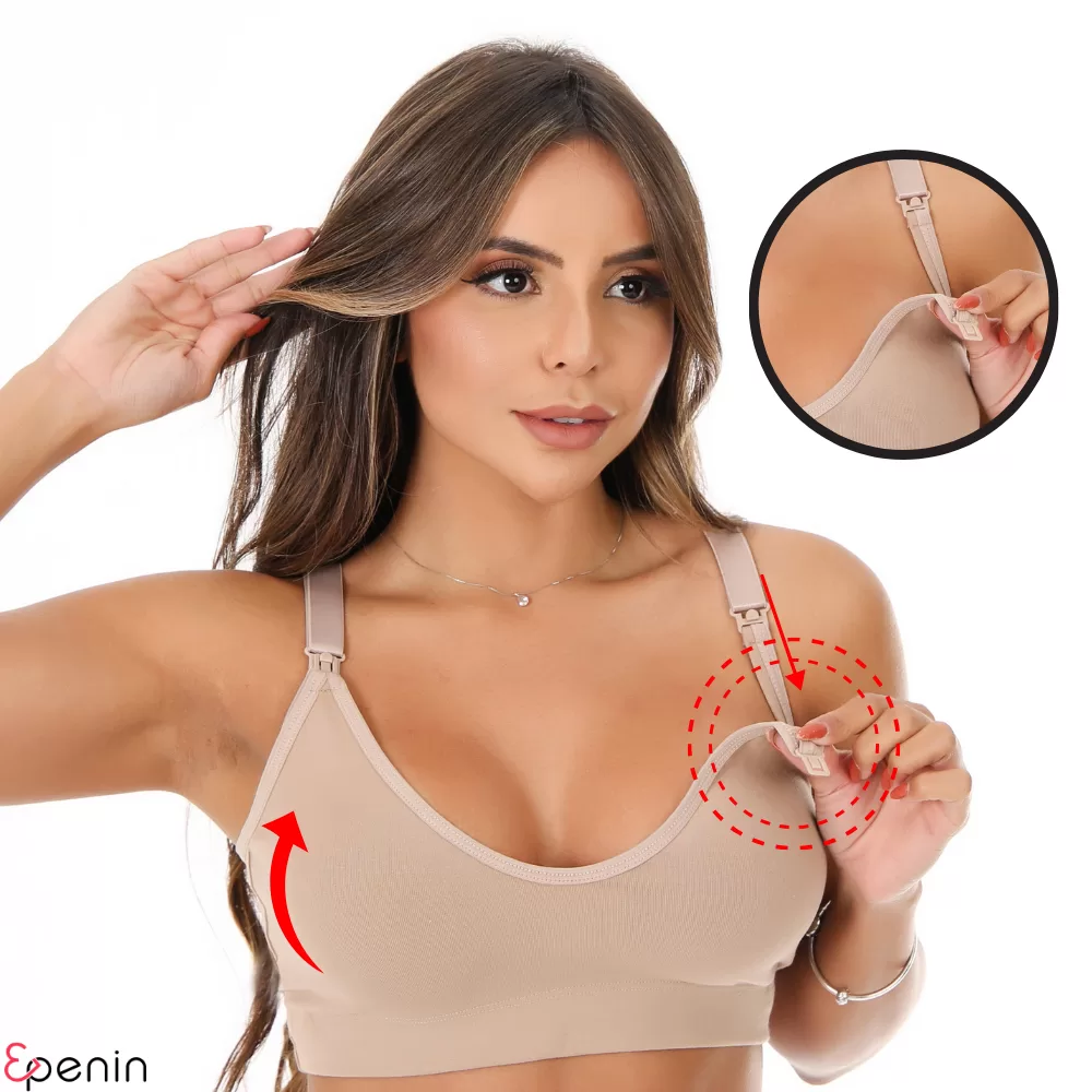 Kit 2 Sutiã Top Amamentação Poliamida Pós Parto Reforçado Maternidade Lingerie Feminina  Confortável