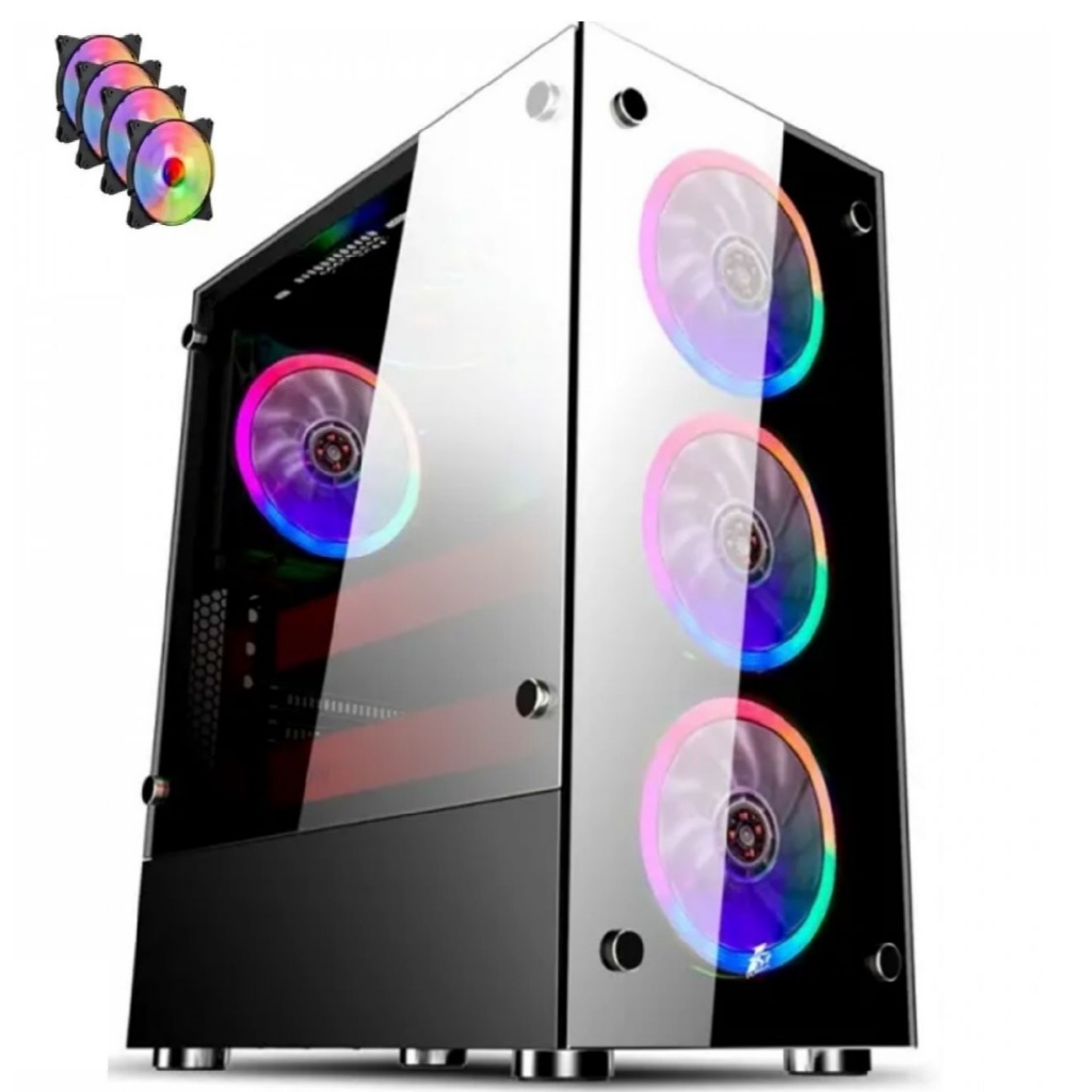 Gabinete Gamer Com 4 Fans Led RGB Com Filtro de Poeira Removível ATX/Micro-ATX/ITX (17*29)