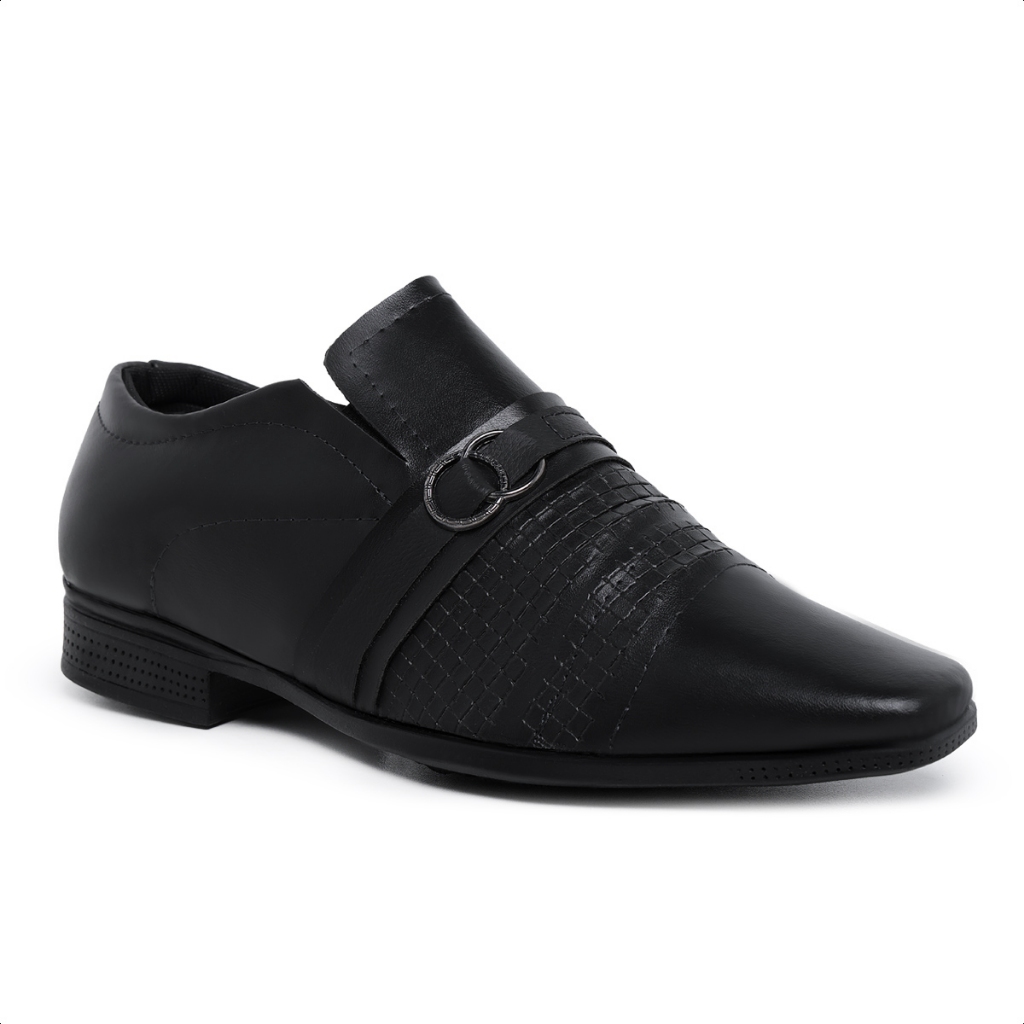Sapato Social Masculino Couro Napa Sintético Preto Fosco