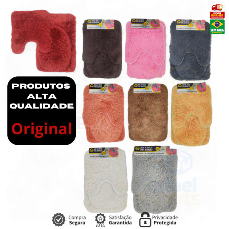 Jogo de tapetes banheiro 3 peças peludo felpudo a